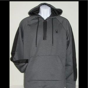 Spyder Mens size Small Gray ProWEB Tech 1/4 Zip Fleece Hoodie